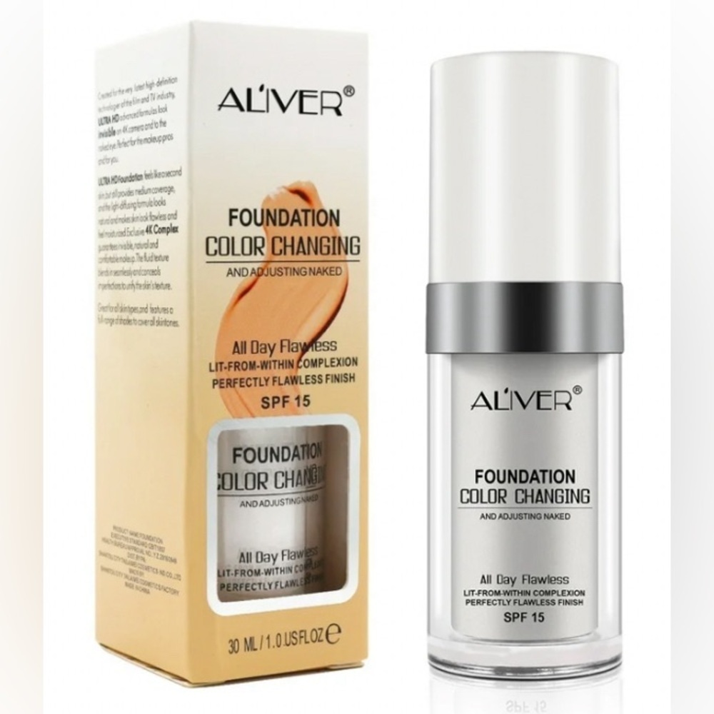 NEW - Aliver Color Changing Liquid Foundation & Concealer-1 fl oz.